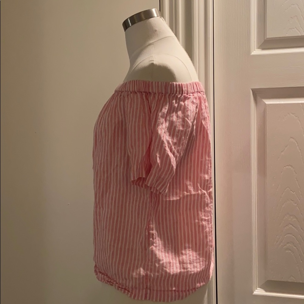 🎉HP🎉 J.Crew Factory Off the Shoulder Pinstripe Top - Picture 4 of 6